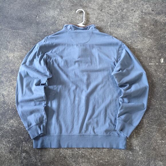 Cabela's Sweater Mens L Blue 1/4 Zip Mock Neck Outdoors Pullover Casual - Picture 3 of 8